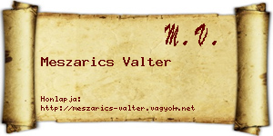 Meszarics Valter névjegykártya